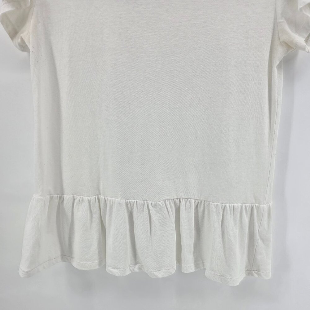 Caslon White Ruffle Hem T-Shirt – Size M – Short Sleeve Peplum Tee - Picture 4 of 6